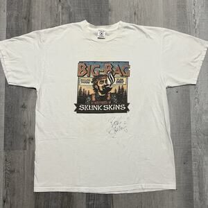Vtg Tommy Chong Autographed T Shirt Big-Bag Chong's Skunk Skins 420 Stoner Sz XL
